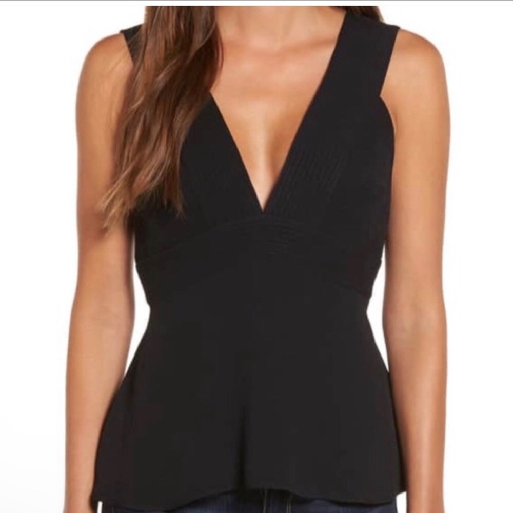 Trouve Seamed Black Peplum Tank Zipper Back Size Large